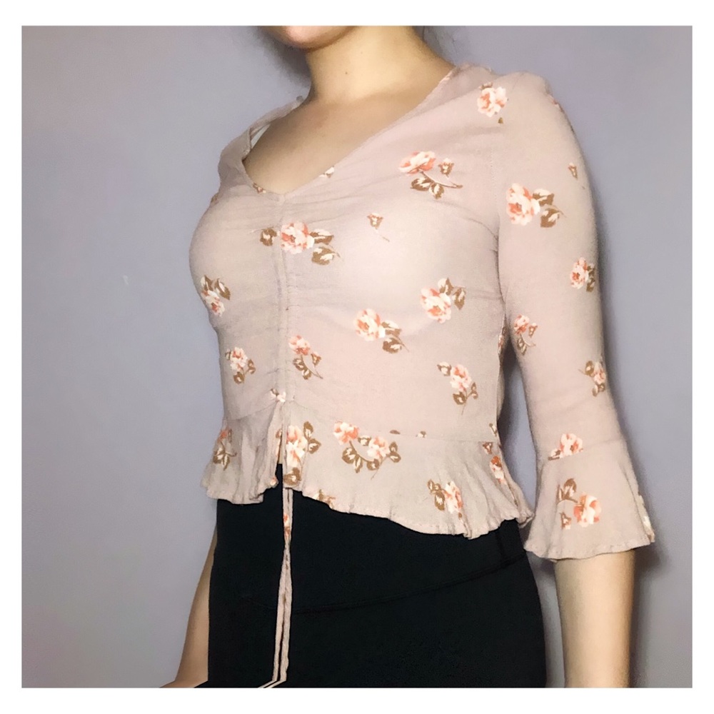 Pink floral crop top